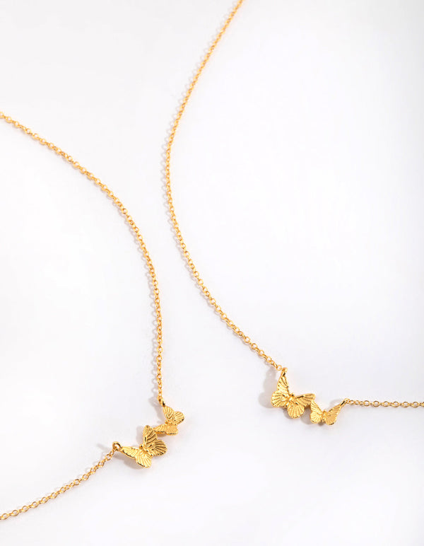 Gold Plated Butterfly Necklace Set