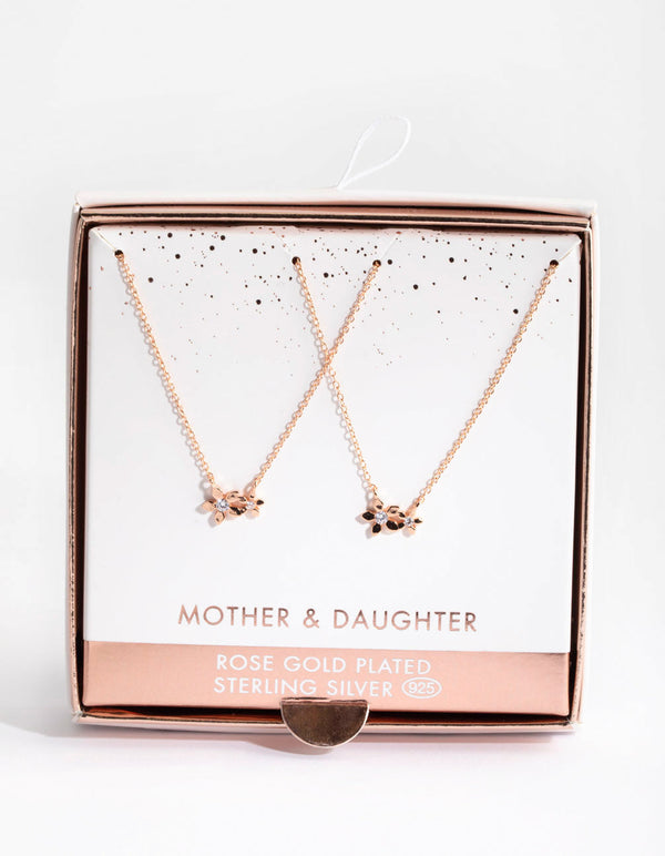 Rose Gold Plated Flower Necklace Set