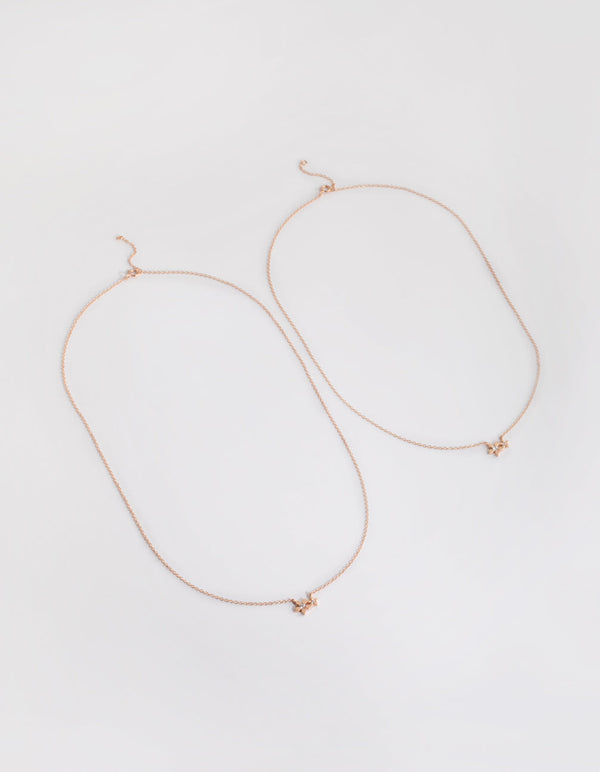 Rose Gold Plated Flower Necklace Set