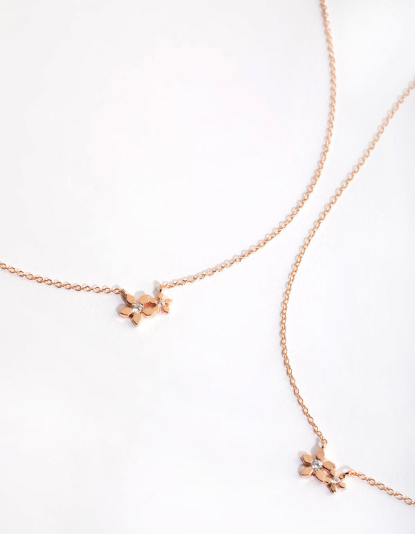 Rose Gold Plated Flower Necklace Set
