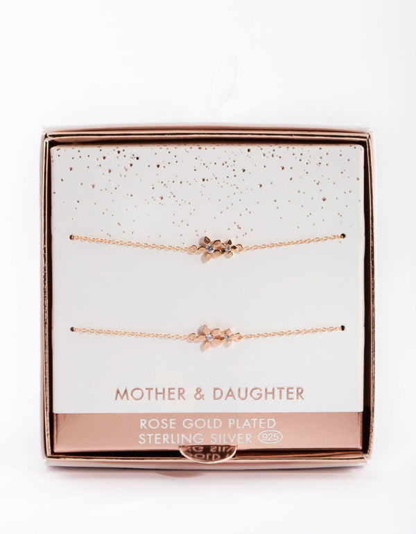 Rose Gold Plated Flower Bracelet Set