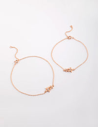 Rose Gold Plated Flower Bracelet Set - link has visual effect only