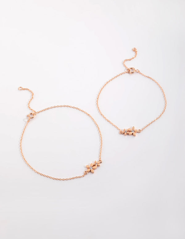 Rose Gold Plated Flower Bracelet Set