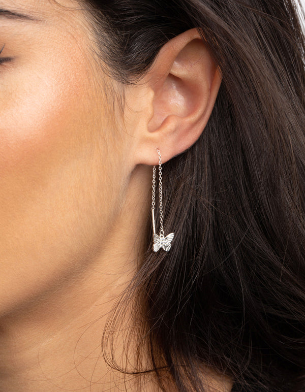 Sterling Silver Butterfly Threader Earrings