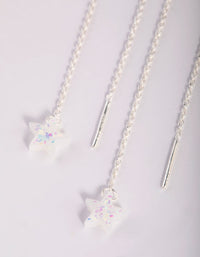 Sterling Silver Star and Opal Threader Earrings - link has visual effect only