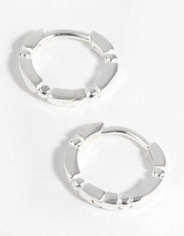 Sterling Silver Carved Huggie Hoop Earrings