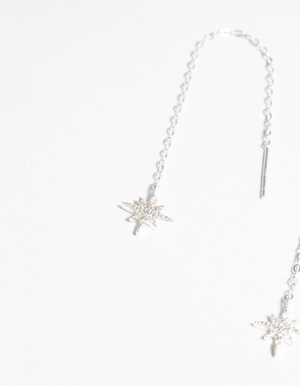 Sterling Silver Starburst Threader Earrings
