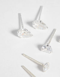 Sterling Silver and Cubic Zirconia Stud Earring Pack - link has visual effect only