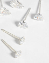 Sterling Silver and Cubic Zirconia Stud Earring Pack - link has visual effect only
