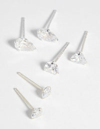 Sterling Silver and Cubic Zirconia Stud Earring Pack - link has visual effect only