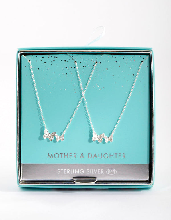 Sterling Silver Butterfly Necklace Set