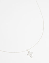 Sterling Silver Cubic Zirconia Cross Necklace - link has visual effect only