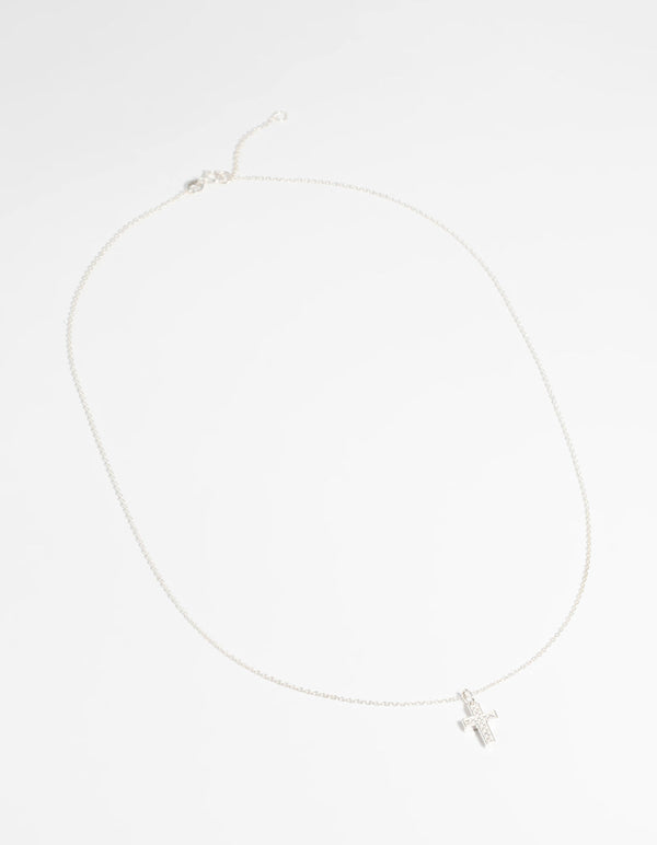 Sterling Silver Cubic Zirconia Cross Necklace