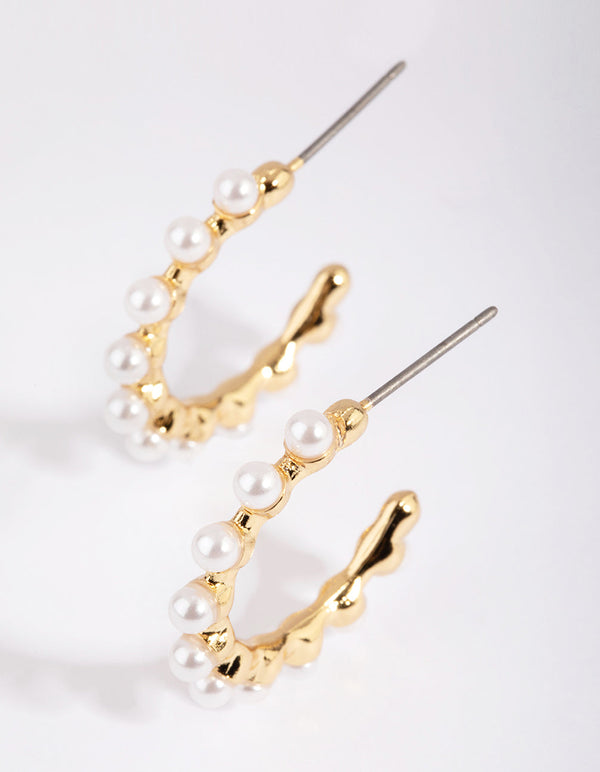 Gold Plated Hoop Earrings with Freshwater Pearls