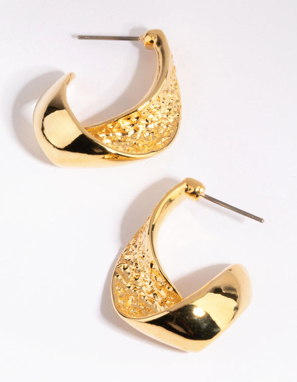 Gold Plated Twisted Hoop Earrings
