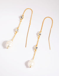Gold Plated Thread-Through Earrings with Freshwater Pearls - link has visual effect only