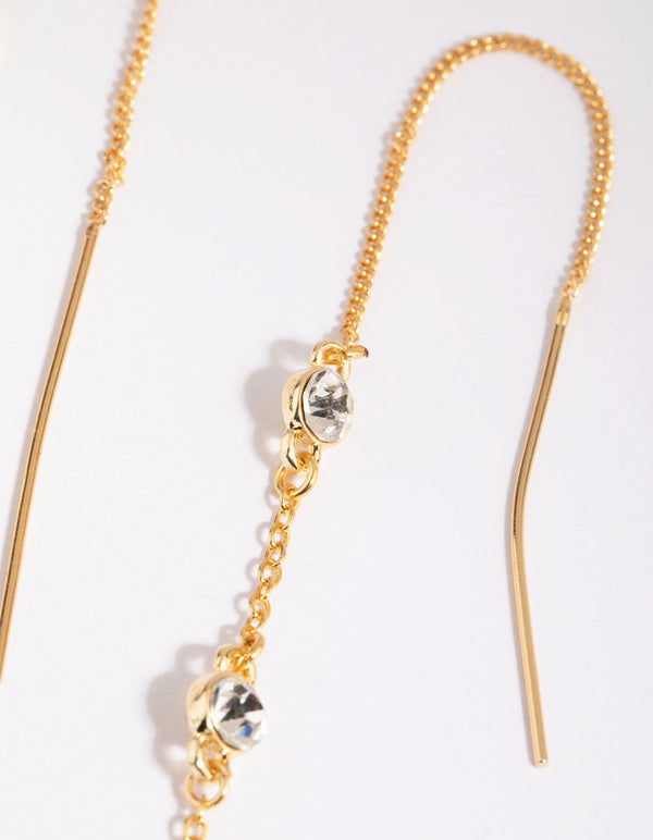 Gold Plated Thread-Through Earrings with Freshwater Pearls