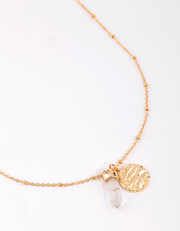 Gold Plated Shard and Disc Layered Necklace