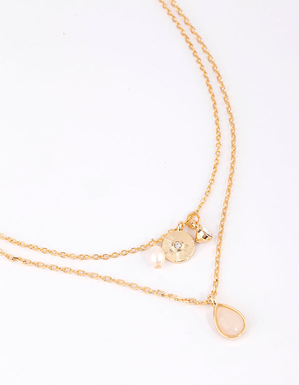 Gold Plated Charm Necklace Set