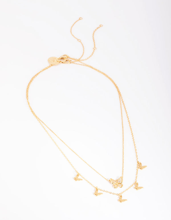 Gold Plated Butterfly Necklace Set