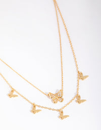 Gold Plated Butterfly Necklace Set - link has visual effect only
