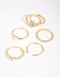 Gold Plated Ring Pack with Semi-Precious Stones - link has visual effect only