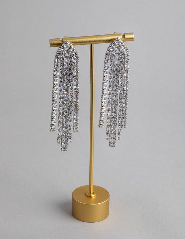 Silver Cup Chain Drop Earrings