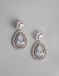 Silver Cubic Zirconia Pear Drop Earrings - link has visual effect only