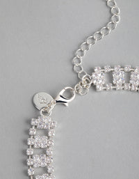 Silver Cubic Zirconia Short Curtain Choker Necklace - link has visual effect only