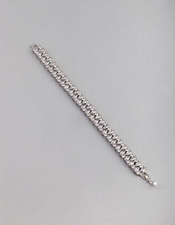 Silver Cubic Zirconia Oval Bracelet