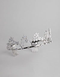 Rhodium Cubic Zirconia Draped Flower Alice Band - link has visual effect only