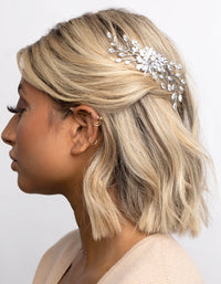 Rhodium Cubic Zirconia Floral Milky Way Kam - link has visual effect only