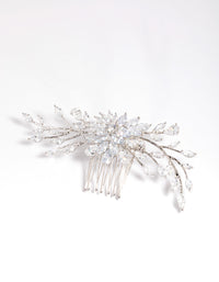 Rhodium Cubic Zirconia Floral Milky Way Kam - link has visual effect only