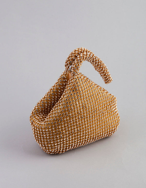Silver Diamante Triangular Purse