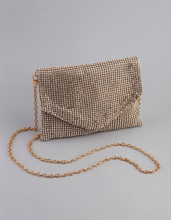 Gold Diamante Cross Body Purse