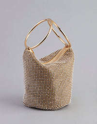 Gold Diamante Circular Handle Clutch - link has visual effect only