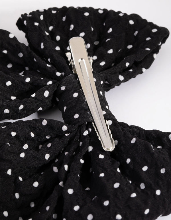 Black and White Polka Dot Bow Clip