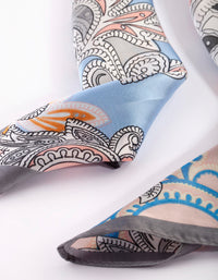 Niebieska chusta na włosy typu bandana z nadrukiem paisley - link has visual effect only