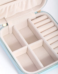 Turquoise PU Leather Square Jewellery Box - link has visual effect only