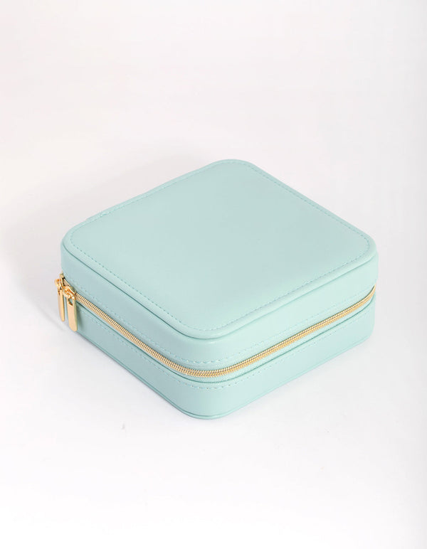 Turquoise PU Leather Square Jewellery Box