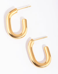 Gold Plated Surgical Steel Oval Hoop Earrings - link has visual effect only