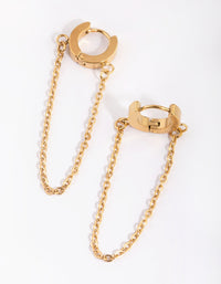 Gold Plated Surgical Steel Chain Huggie Hoop Earrings - link has visual effect only