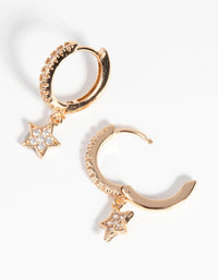 Gold Star Huggie Hoop Earrings - link has visual effect only