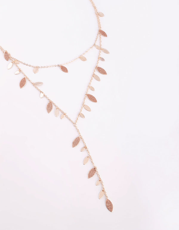 Rose Gold Glitter Leaf Necklace