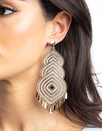 Gold Patterned Teardrop Earrings - link has visual effect only
