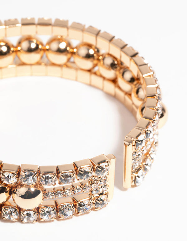 Gold Diamante Cuff Bracelet