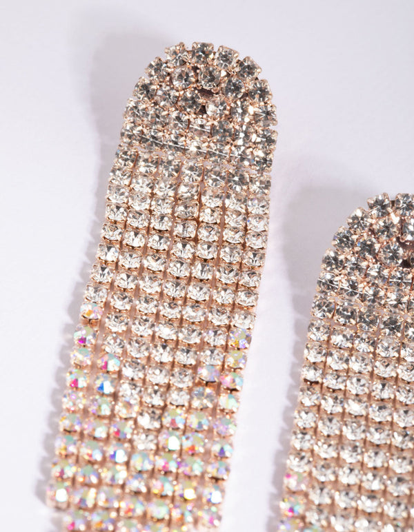 Rose Gold Diamante Drop Earrings