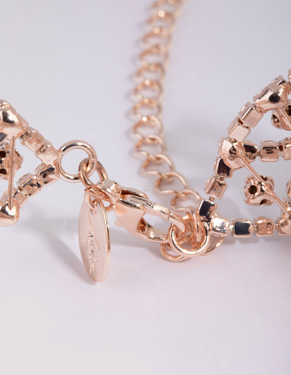 Rose Gold Diamante Statement Choker Necklace