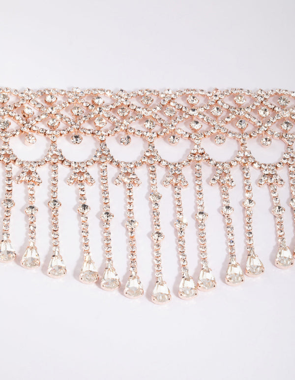 Rose Gold Diamante Statement Choker Necklace