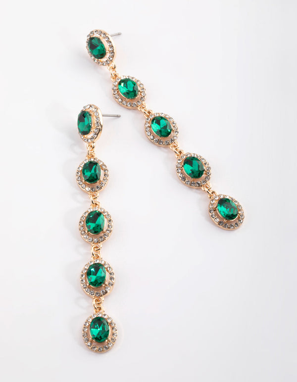 Green and Gold Drop Earrings